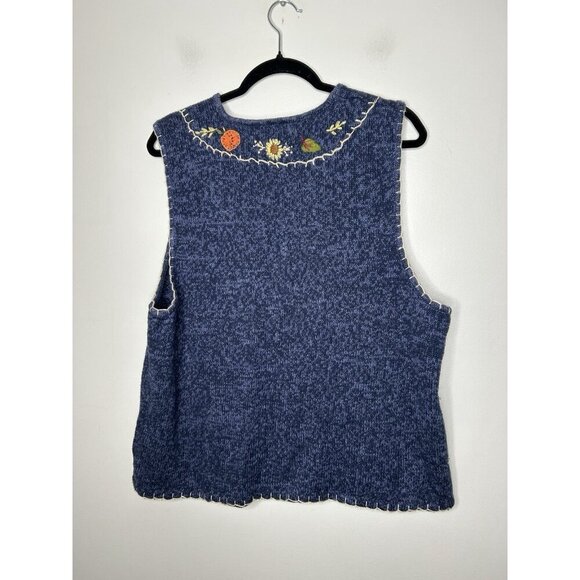 White Stags Women's Sweater Vest Halloween Scarecrow Pumpkin Embroidered Large - Picture 4 of 8